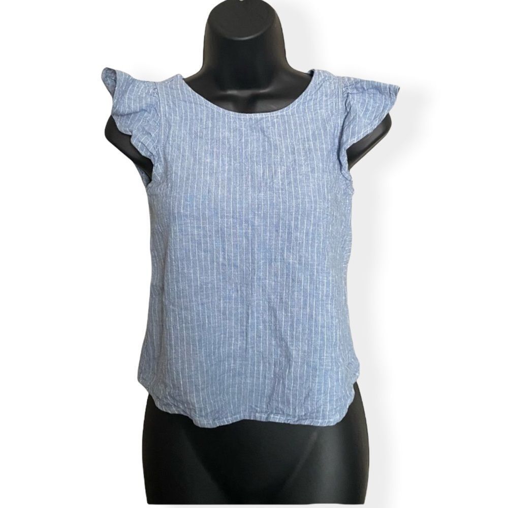 Copper Key Blue Ruffled Sleeves Classy Blouse